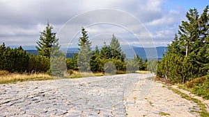 Panoramic view of main mountain trail in Giant Mountains