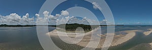 panoramic view of the mainland and island and where the river meets the sea