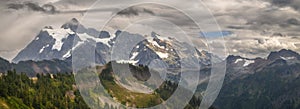 Panoramic View of the majestic Mt. Shuksan in the Cascade Mountain range.