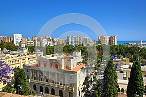 Panoramic view of Malaga, La Alcazaba, Histiric Building, Malaga, Spain