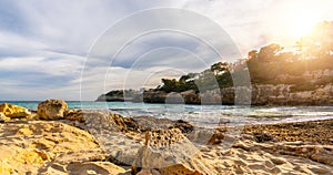 Panoramic view of mallorca coastline on a sunny summer day