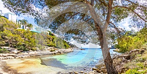 Panoramic view of mallorca coastline on a sunny summer day photo