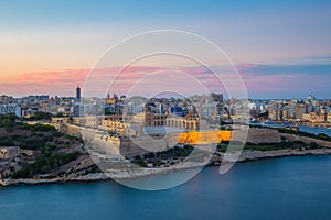 Panoramic view of Malta from Valletta at blue hour - Malta
