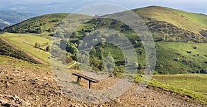 Panoramic view of Malvern Hills from Worcestershire Beacon,England,United Kingdom
