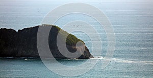 Panoramic view of Manuel Antonio national park beach in Costa Rica, most beautiful beaches in the world, surfer beaches in America