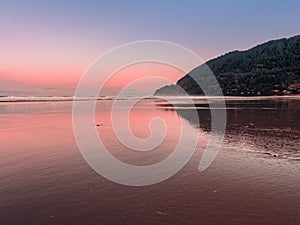 Panoramic view of Manzanita Beach and Neahkahnie Point in Oregon