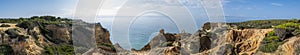 Panoramic view on Marinha Beach surroundings at Algarve coast in Portugal