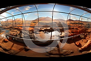 panoramic view of mars simulation facility landscape