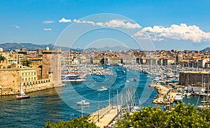 Panoramic view of Marseille and old port photo