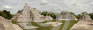 Panoramic view of the Mayan pyramids Edzna. Yucatan, Campeche.