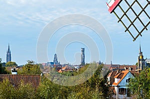 Panoramic view of the medieval city of Bruges in northern Belgium