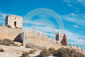 Panoramic view of medieval moorish fortress Alcazaba in Almeria