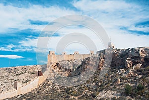 Panoramic view of medieval moorish fortress Alcazaba in Almeria