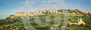 Panoramic view of the medieval village of Montepulciano, Tuscany Italy