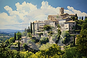 Panoramic view of the medieval village of San Gimignano, Tuscany, Italy, Saint Paul de Vence, AI Generated
