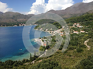 Panoramic view of Mediterranean coastal holiday accommodations, Dubrovnik, Dalmatia, Croatia, Europe