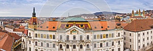 Panoramic view of Megyehaza building in Pecs, Hungary