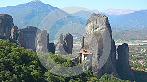 Panoramic view of Meteora with Rousanou Nunnery