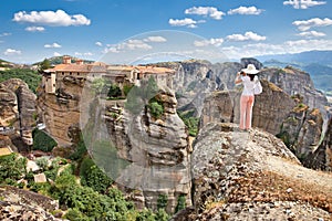 View on Meteora in Trikala, Greece. photo