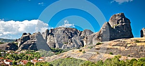 Panoramic view on Meteora in Trikala, Greece.