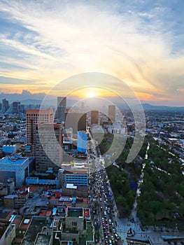 Panoramic view of Mexico City from the observation deck at the top of Latin American Tower Torre Latinoamericana