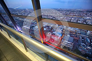 Panoramic view of Mexico City from the observation deck at the top of Latin American Tower Torre Latinoamericana