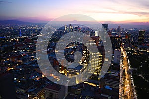 Panoramic view of Mexico City from the observation deck at the top of Latin American Tower Torre Latinoamericana