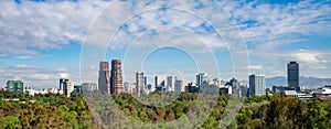 Panoramic view of Mexico city skyline on sunny day