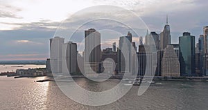 Panoramic view midtown New York Manhattan downtown skyline on Hudson river