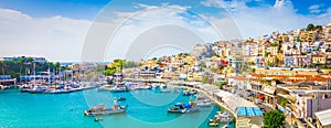 Panoramic view of Mikrolimano marina, Piraeus, Greece.