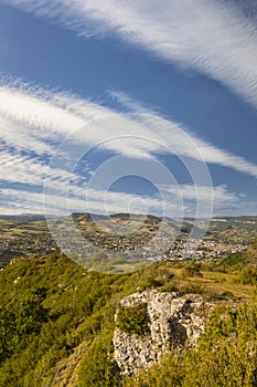 Panoramic view of Millau city in Aveyron, France