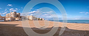 Panoramic view at modern residential houses at beach area in Torrevieja, vacation homes. Spain