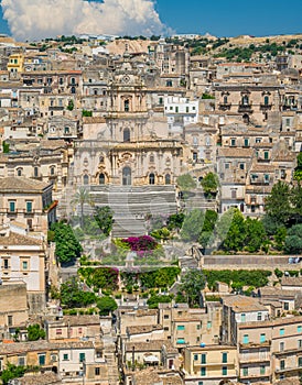 Panoramic view in Modica, amazing city in the Province of Ragusa, in the italian region of Sicily Sicilia, Italy. photo