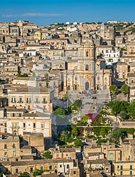 Panoramic view in Modica, amazing city in the Province of Ragusa, in the italian region of Sicily Sicilia, Italy. photo