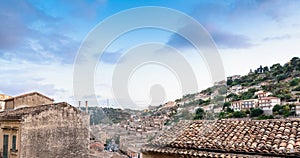 panoramic view of Modica downtown, Sicily, Italy