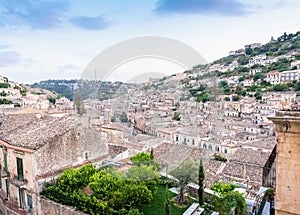 panoramic view of Modica downtown, Sicily, Italy