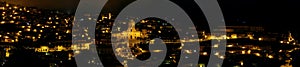 Panoramic view of Modica at night