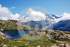Panoramic view on Mont Blanc massif