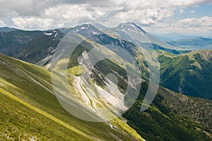 Panoramic view from Monte Bove, a mountain in the Monti Sibillini range of the Apennines photo