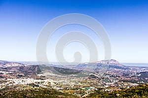Panoramic view of MontgÃÂ³ mountain in Denia and Javea, Spain. photo