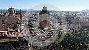 Panoramic view of the monumental city of Trujillo, origin of conquistadors of America, Spain.