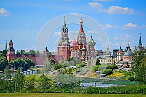 Panoramic view of the Moscow Kremlin from Zaryadye Park