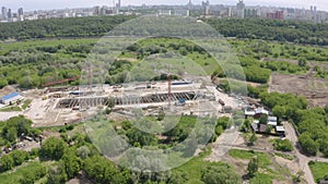 Panoramic view of Moscow on a sunny day, Russia. Picturesque region in the north-west of Moscow city. Terekhovo metro