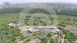 Panoramic view of Moscow on a sunny day, Russia. Picturesque region in the north-west of Moscow city. Terekhovo metro