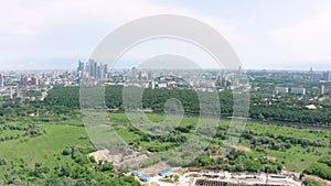 Panoramic view of Moscow on a sunny day, Russia. Picturesque region in the north-west of Moscow city. Terekhovo metro