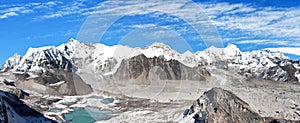 Panoramic view of Mount Cho Oyu and Cho Oyu base camp