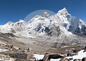 Panoramic view of Mount Everest with beautiful sky