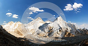 Panoramic view of Mount Everest, Lhotse and Nuptse