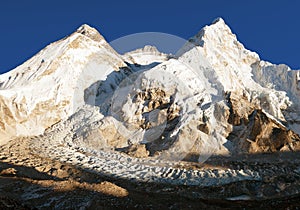 Panoramic view of Mount Everest, Lhotse and Nuptse