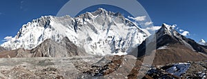 Panoramic view of mount Lhotse and Island Peak photo